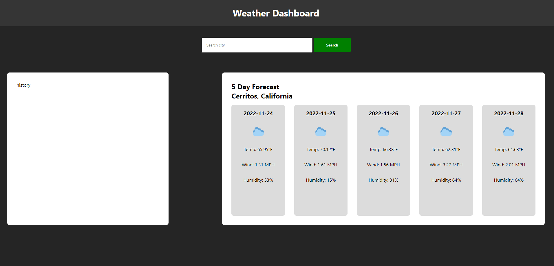 Weather Dashboard Project Image